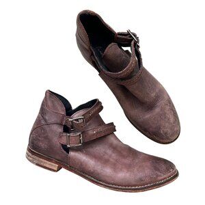 Free People Women's Sz 37 Vintage Brown Leather Ankle Boots